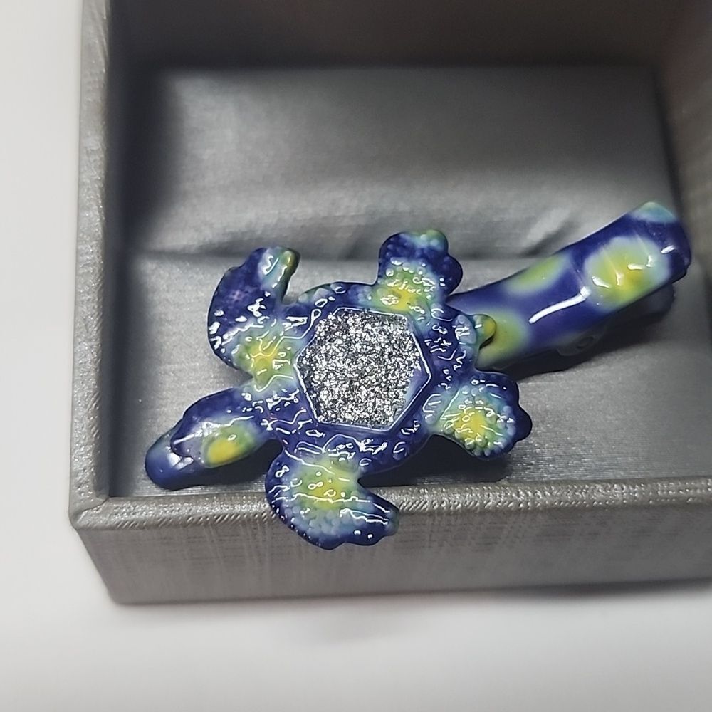 Blue and Yellow Sea Turtle Hair Clip
